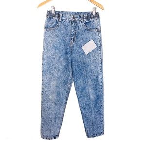 JOEY FRESCO Vintage 80s Acid Wash Raw Hem Jeans With Pockets Indigo Blue Sz 4-6